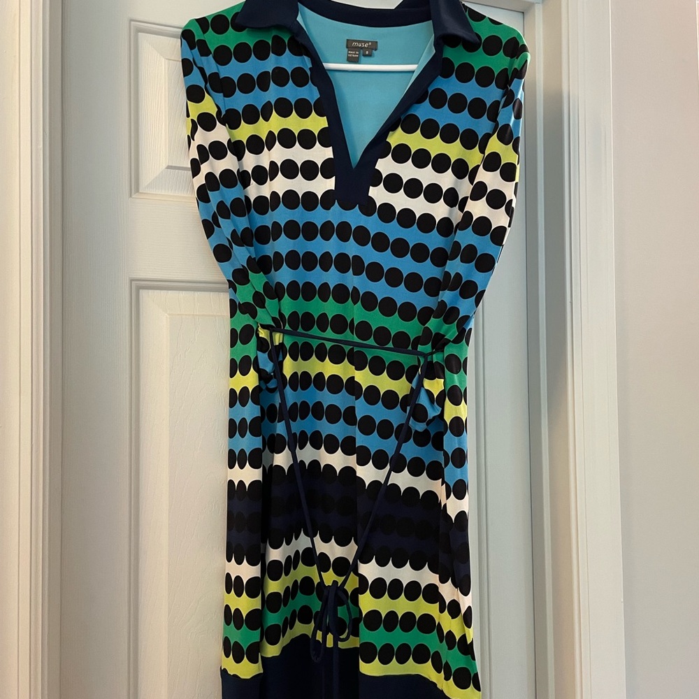 Fun colorful dotted shirt dress!